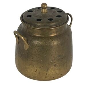 VTG Solid Brass Potpourri Incense Flowers Vented Lid Rustic Farmhouse Decorative